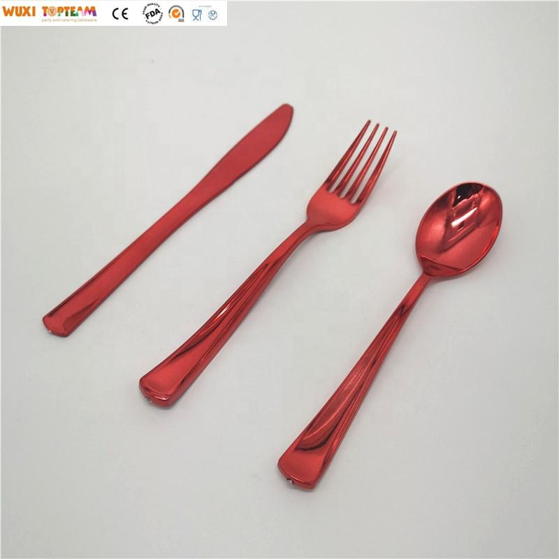 Premium Custom Colored Heavy Duty Plastic Wedding Cutlery Set