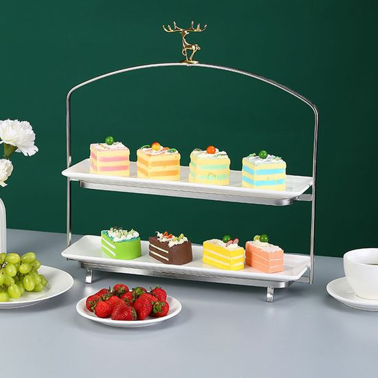 Two-Layer Afternoon Tea Dessert Display Rack Buffet Fruit Plate for Buffet Hotel Party Wedding