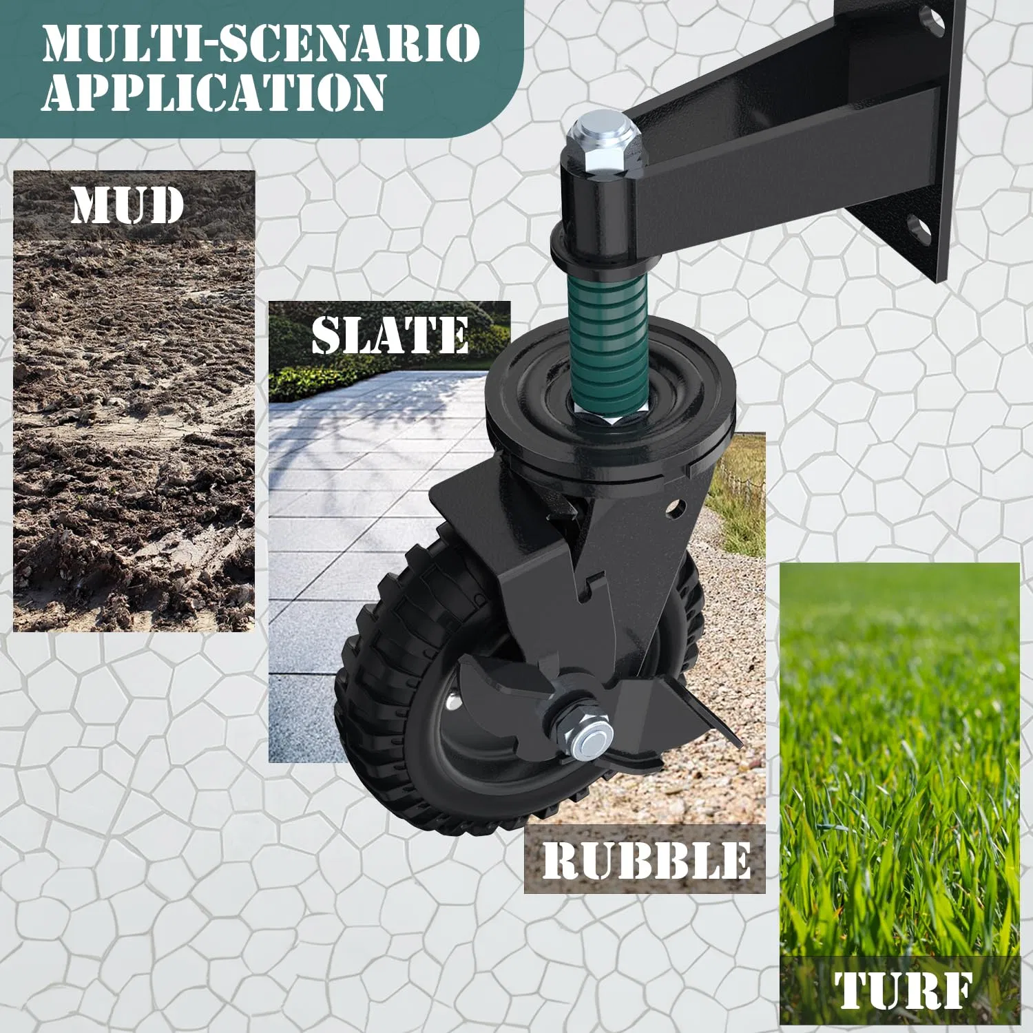 6 Inch Door Wheel Caster for Tube, Wood Gates in Retail Package