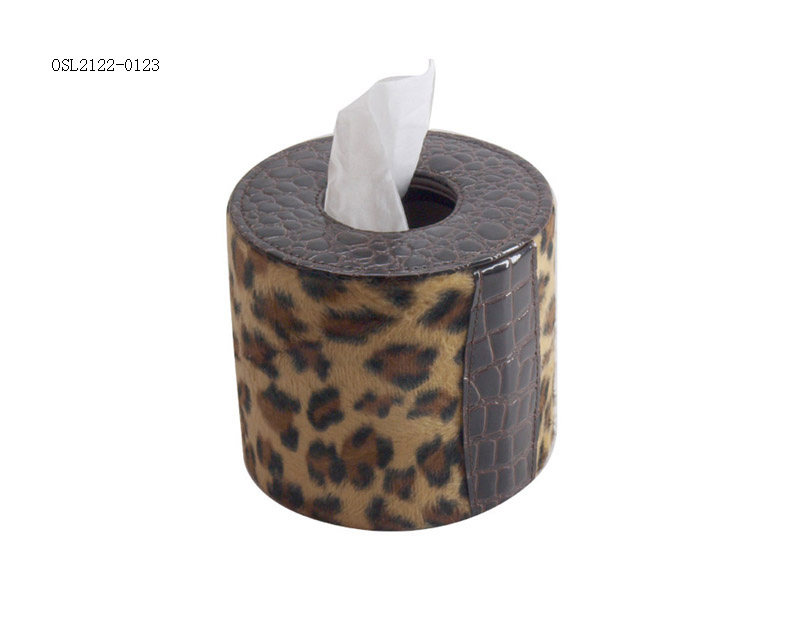 Hotel Supplies Black PU Leather Round Tissue Box Leather