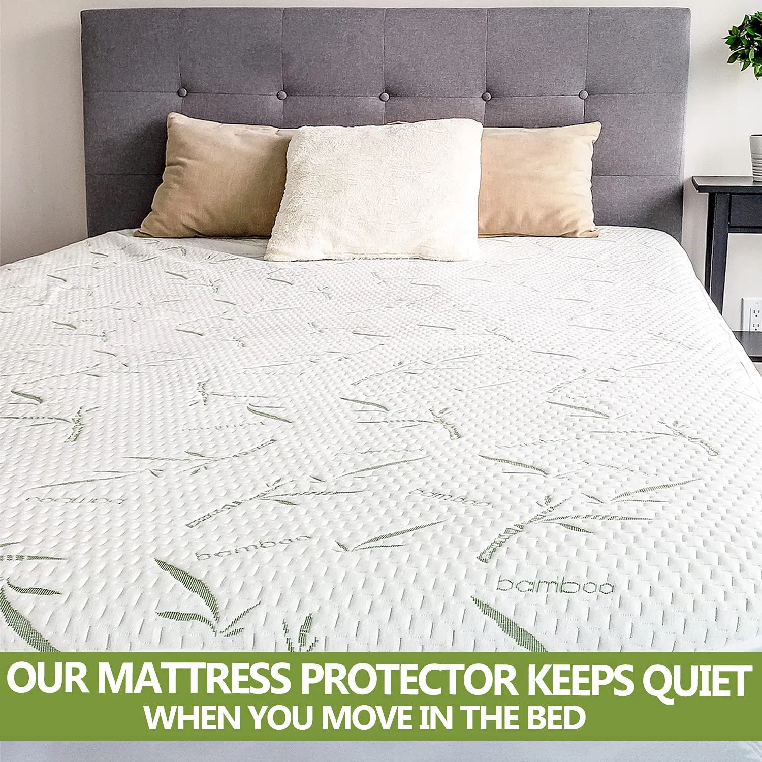 Waterproof Split Top King Mattress Protector for Adjustable Bed with Upper Flex Fitted Sheet Style with Elastic Deep Pocket Mattress Cover 32-34 Split From Head