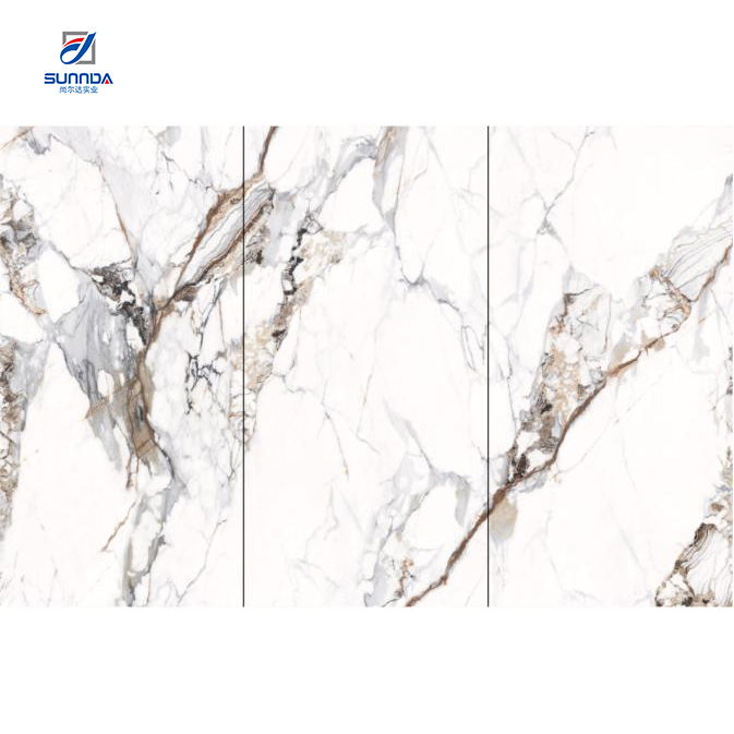 China Large Sizes Luxury Marble Stone Texture Sintered Stone Slab Porcelain Tile Decorative Sintered Stone Tiles for Furniture Counter Top Wall Floor