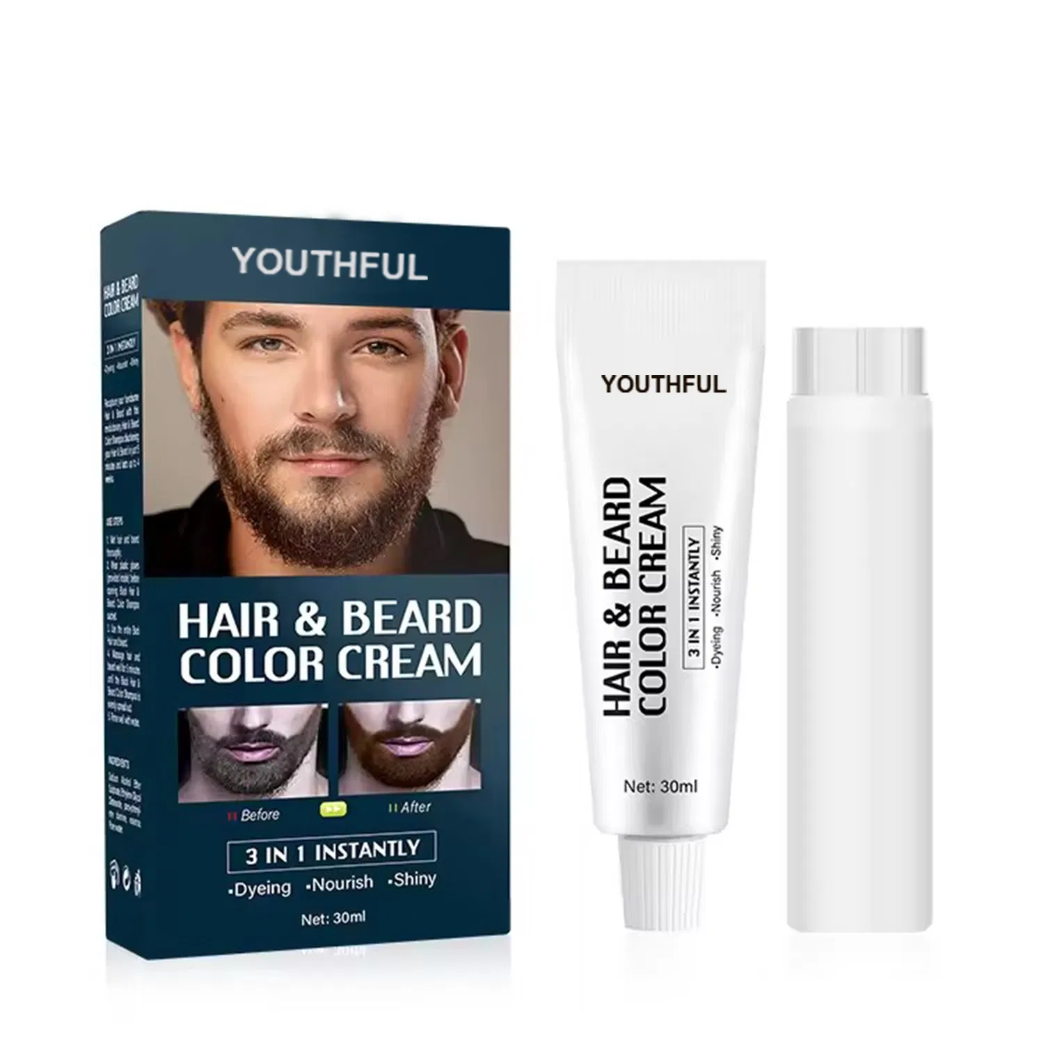 Permanent Organic Hair Magic Dye Beard Color for Men