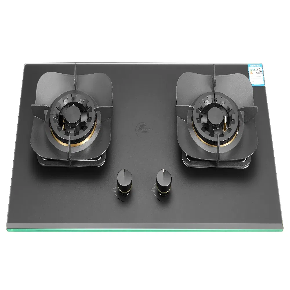 Built in Cookware Stainless Stee/Tempered Glass 2 Burner Gas Stove