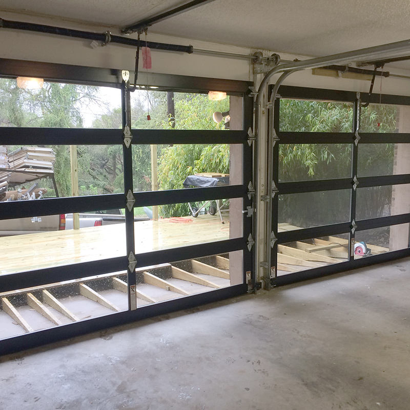 Elegant Transparent Garage Door with Flexible Power Supply Options