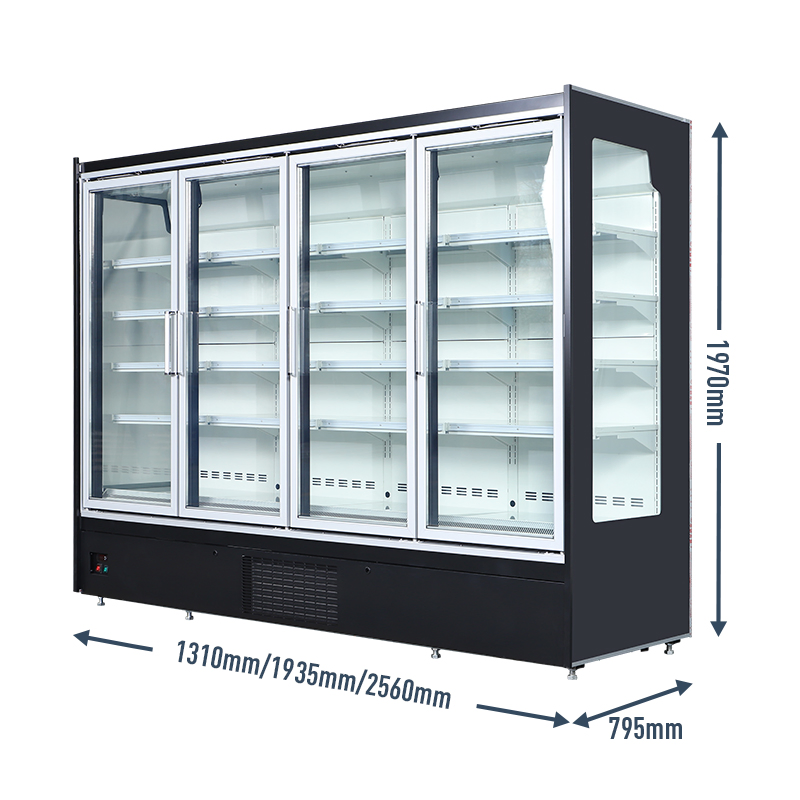 Commercial Supermarket 1/2/3/4 Beverage Cooler Glass Door Upright Freezer Adjustable Shelves Display Refrigerator