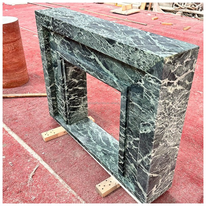 Italian Verde Alpi Marble Fireplace Mantel for Villas and Hotels