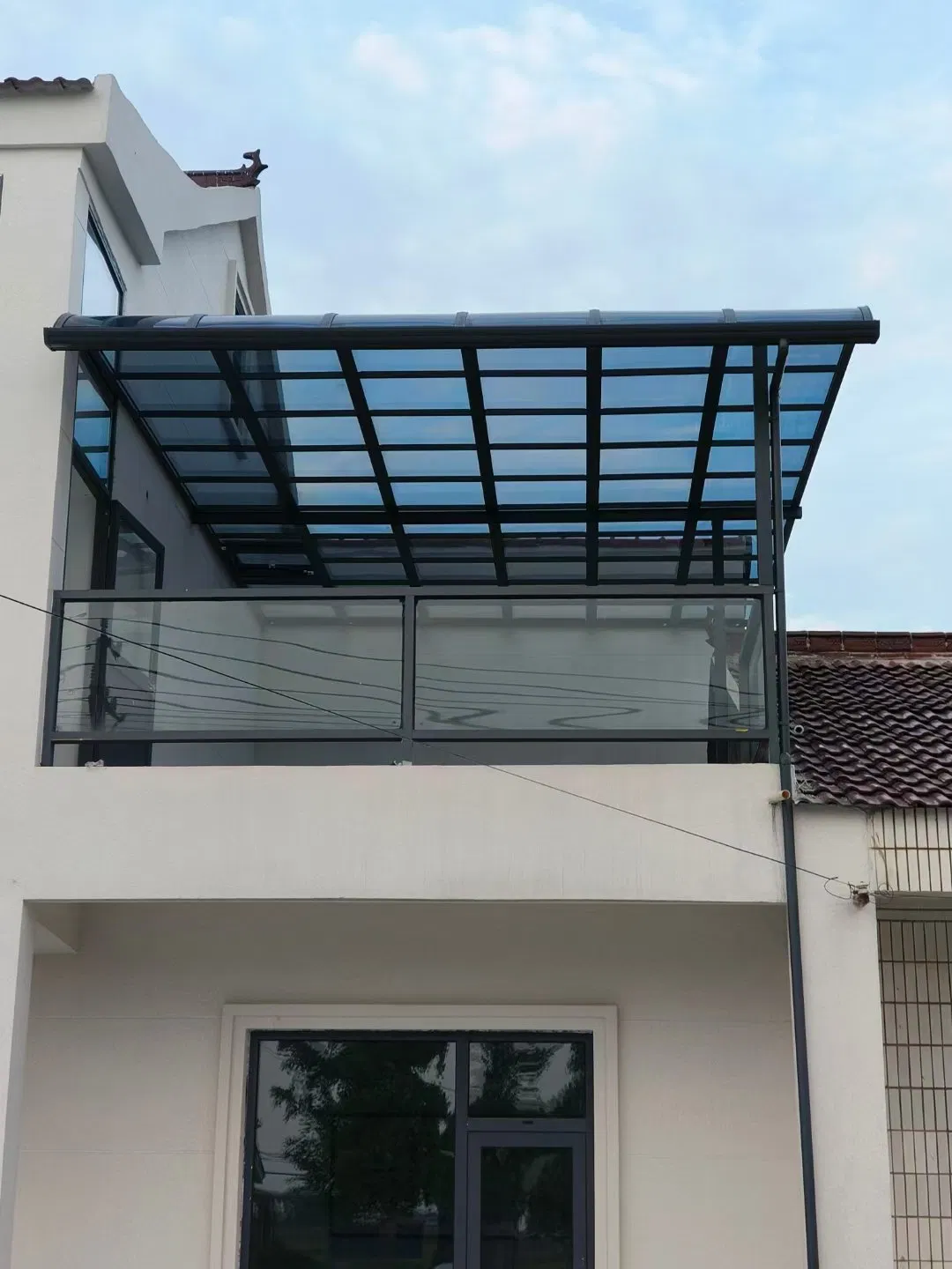 Outdoor Simple Canopy Pergola Aluminum PC Board Roof Shelter Sunshade