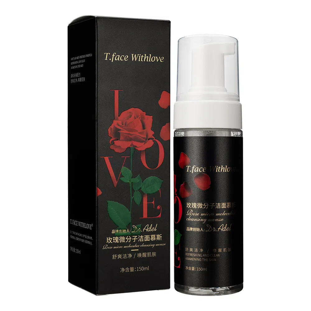OEM/ODM Salon-Use Gentle Barrier Deep Cleansing Friendly Sensitive Skin Rose Micromolecule Moisturizing Mousse Facial Cleanser