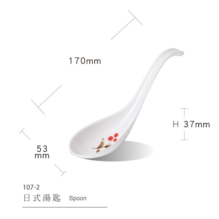 Melamine White Round Rice Soup Ramen Dessert Spoon Unbreakable Reusable Spoon Ladle