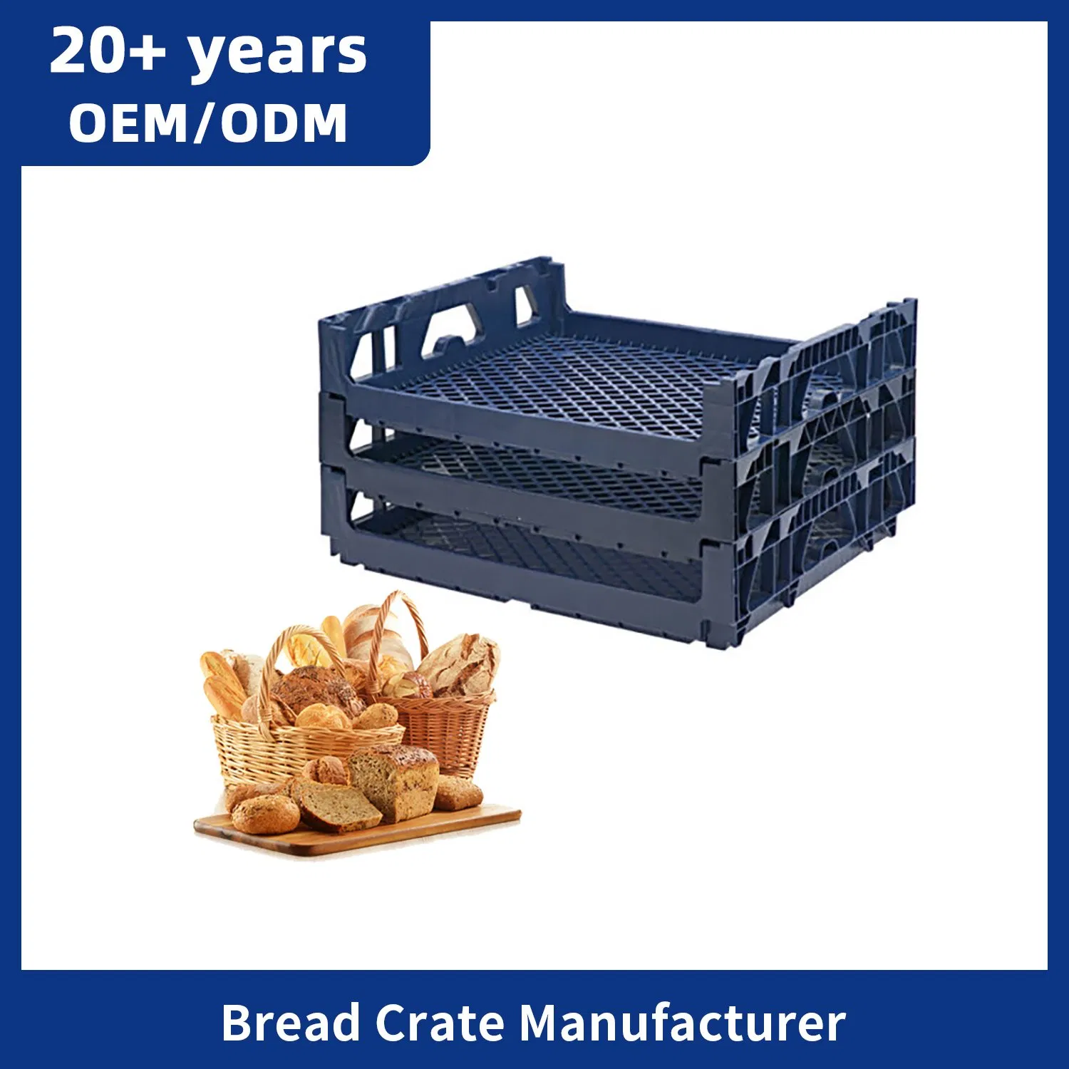 Hot Selling High Quality Bread Toast Bakery Food Grade PP Plastic Bubble Cover Wholesale Stackable Storage Tray Crate Customized