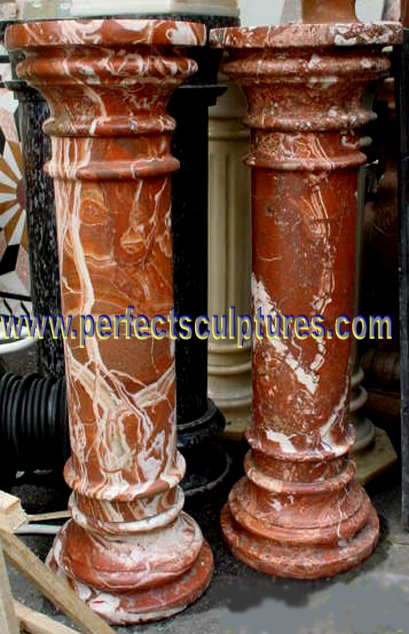 Garden Home Decorative Mix Color Stone Pillar Marble Carving Column for Outdoor Indoor Decoration (QCM041)