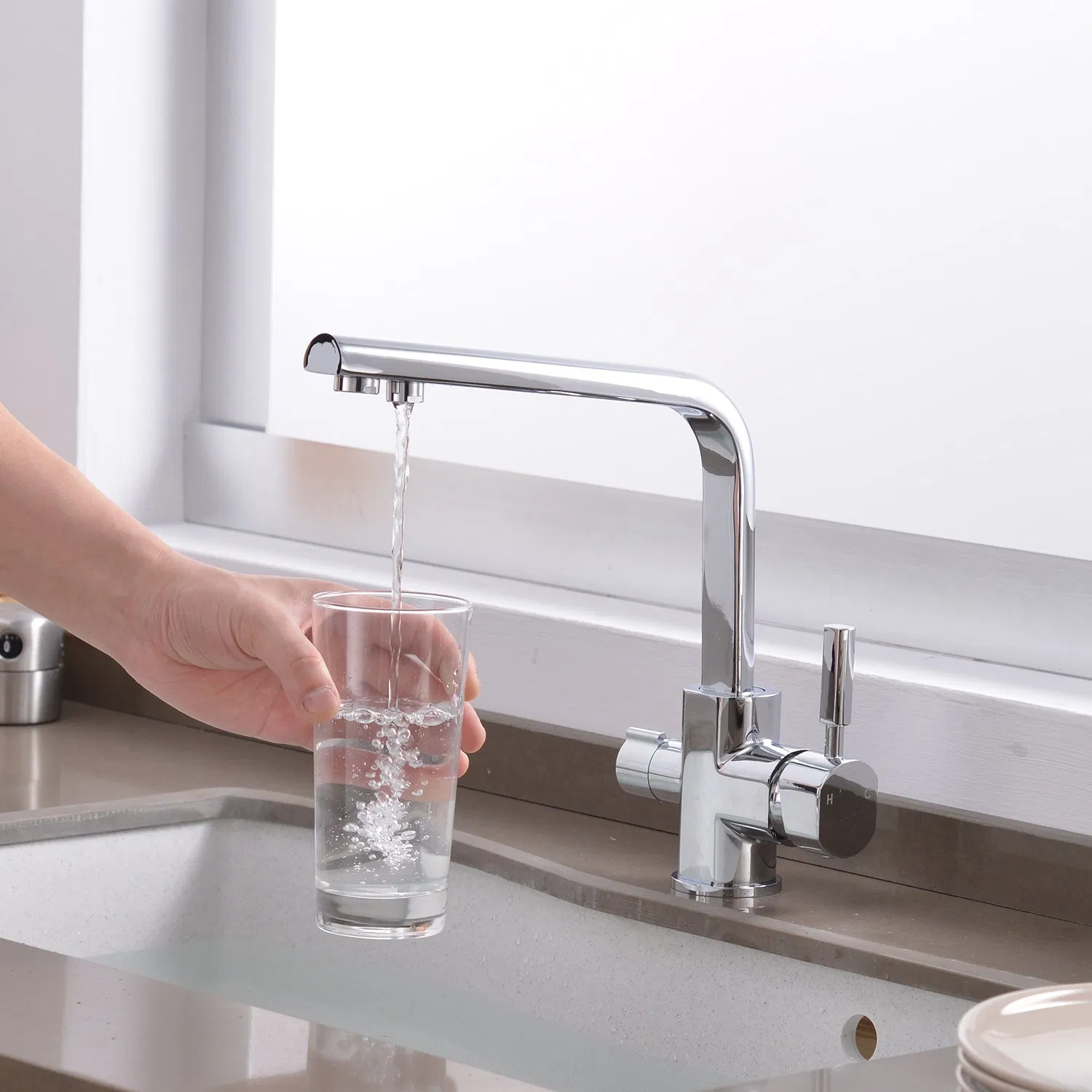 3 Way Filter Taps Pull out Kitchen Faucet, Drinking Purifier Water Tap