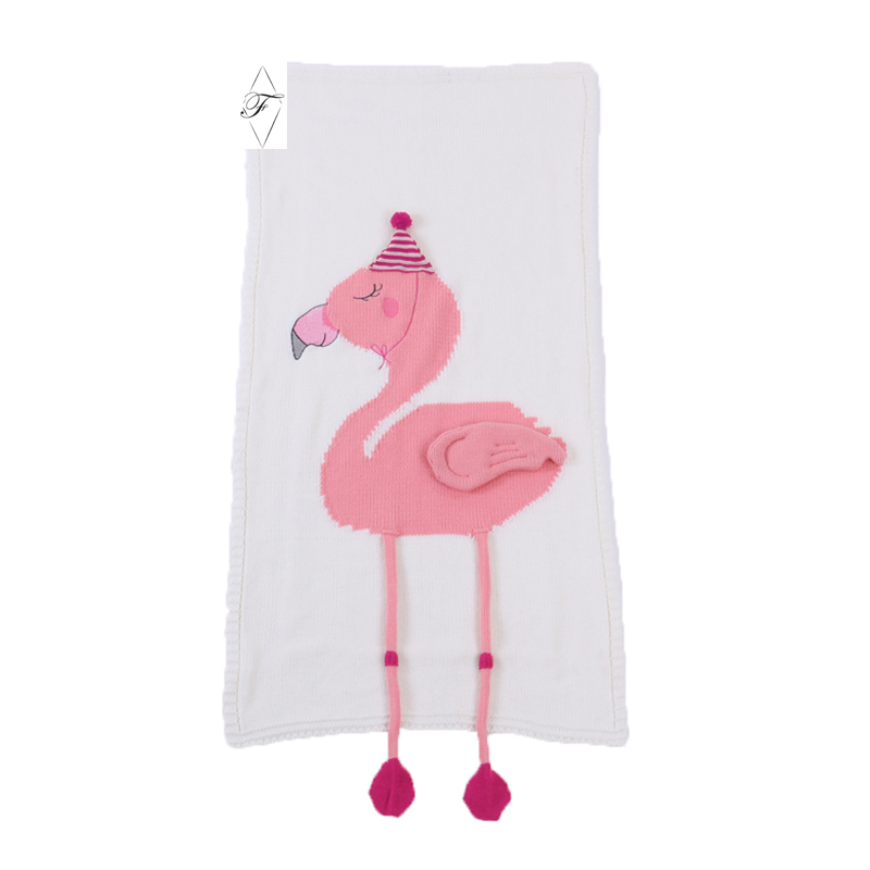 Custom Cartoon Knitted Cotton Baby Swaddle Blankets Infant Throw Bedding.