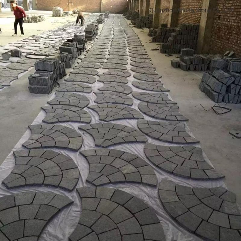 Wholesale G684 Black Basalt Mesh Back Pavers Cobblestone for Driveway