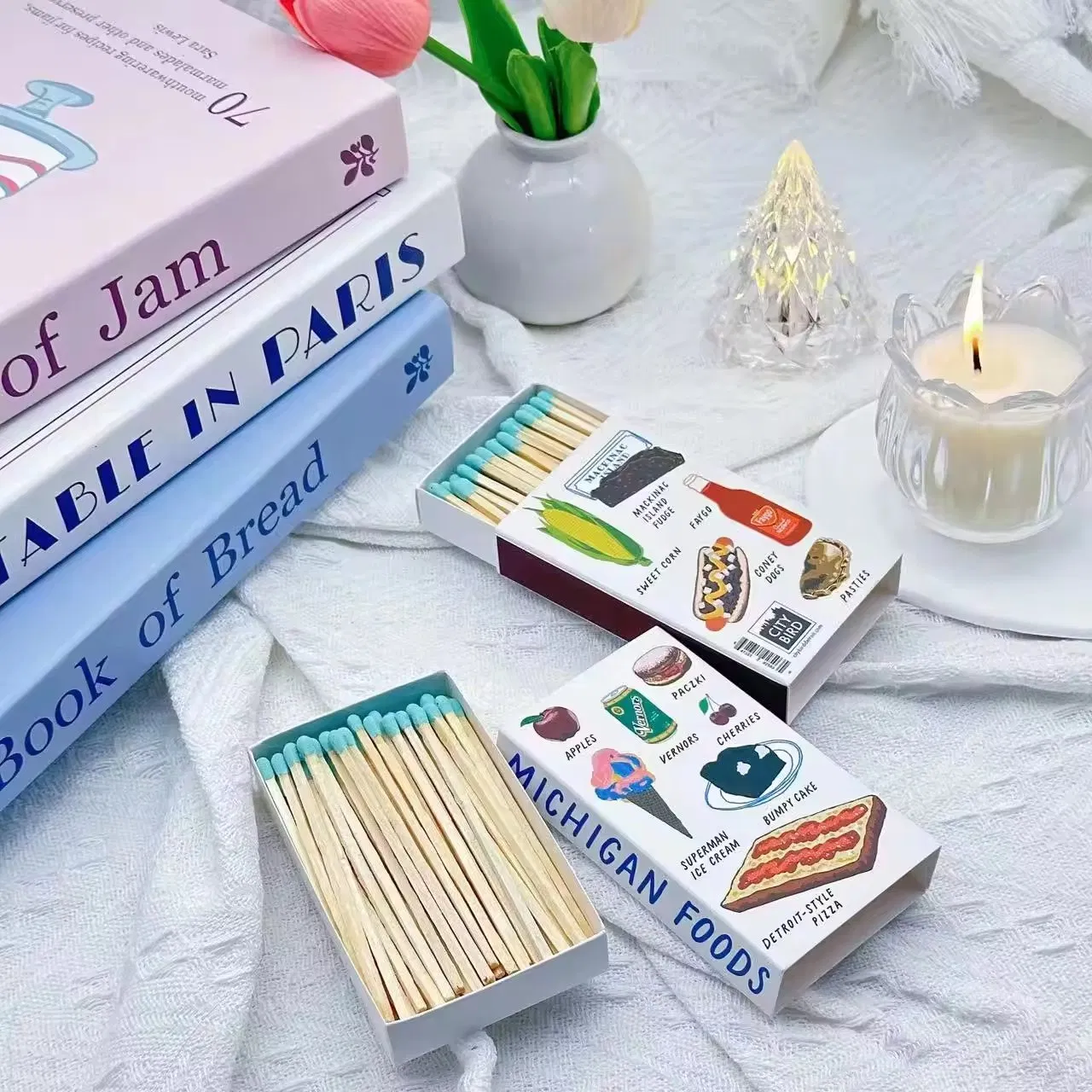 Large Household Box Candle Match Box Customize Advertising Hotel 4inch Wooden Long Safety Matches