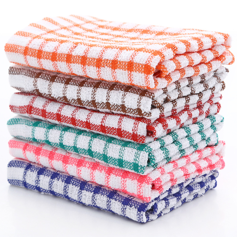 Factory Wholesale Kitchen Yarn-Dyed Absorbent Cotton Jacquard Checkered Tea Towel