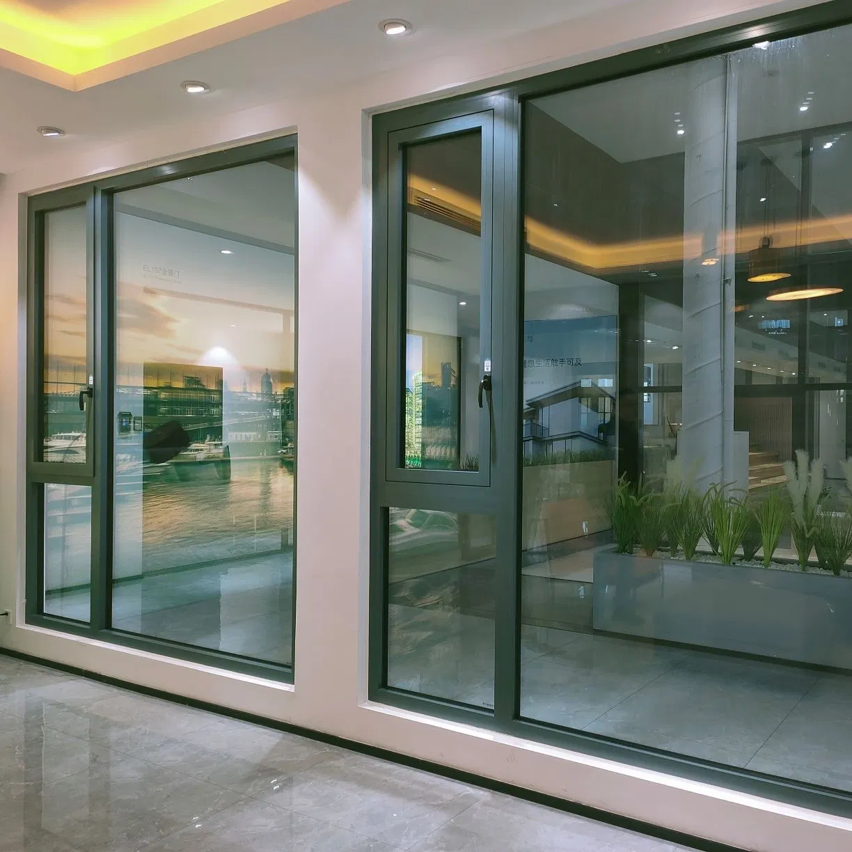 Thermally Broken Commercial Double Glazed Aluminum Picture and Fixed Triple Glass Window
