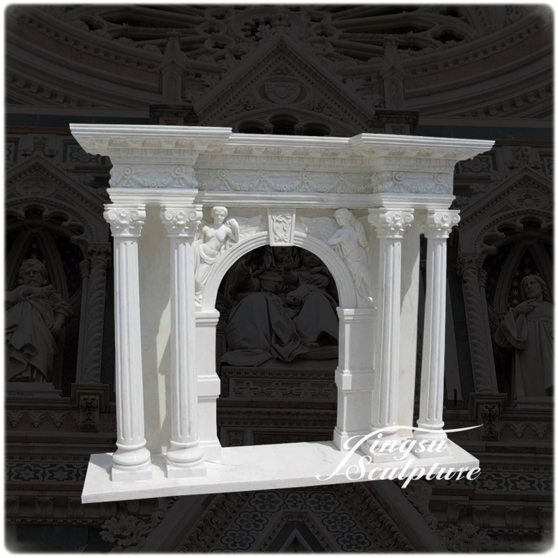 Hand Carved UK White Marble Fireplace Surround for Indoor Decoration