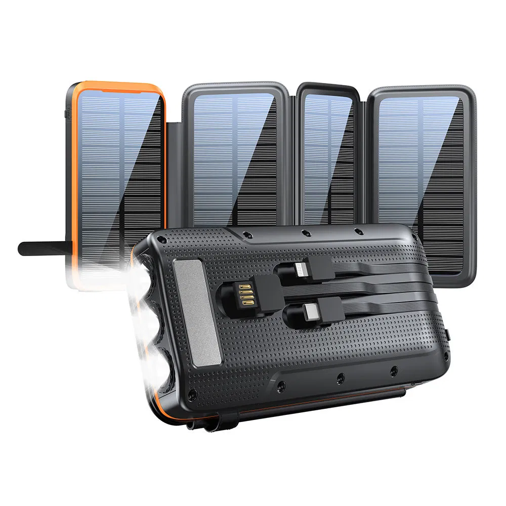Внешний аккумулятор 20000mAh с солнечной панелью и быстрой зарядкой PD 20W