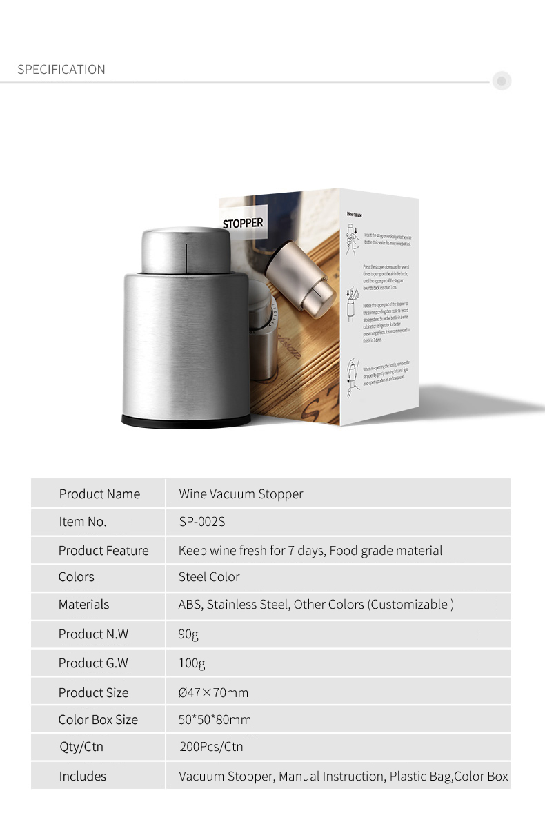 Вакуумная пробка для вина с насосом и шкалой времени