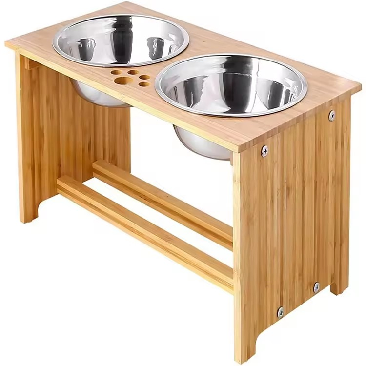 Environmentally Bamboo Friendly Wooden Healthy Material Dog Food Water Pet Bowl