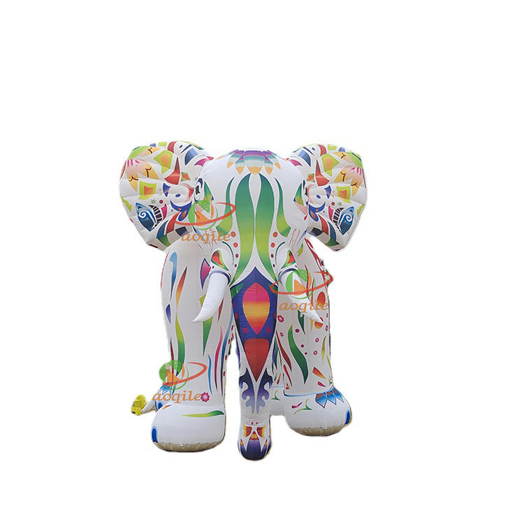 Outdoor Activities Inflatable Elephant Promotion Decoration Square Inflatable Animal Shape LED Lighting