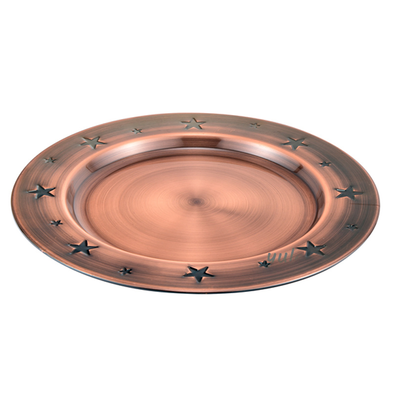 Stainless Steel Tray Charger Plate for Metal Plates Gold Wedding Plates