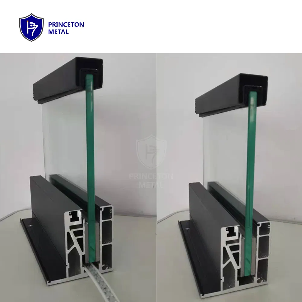 Outdoor Aluminum U Channel Glass Railing Aluminum Stair and Ramp Guardrails