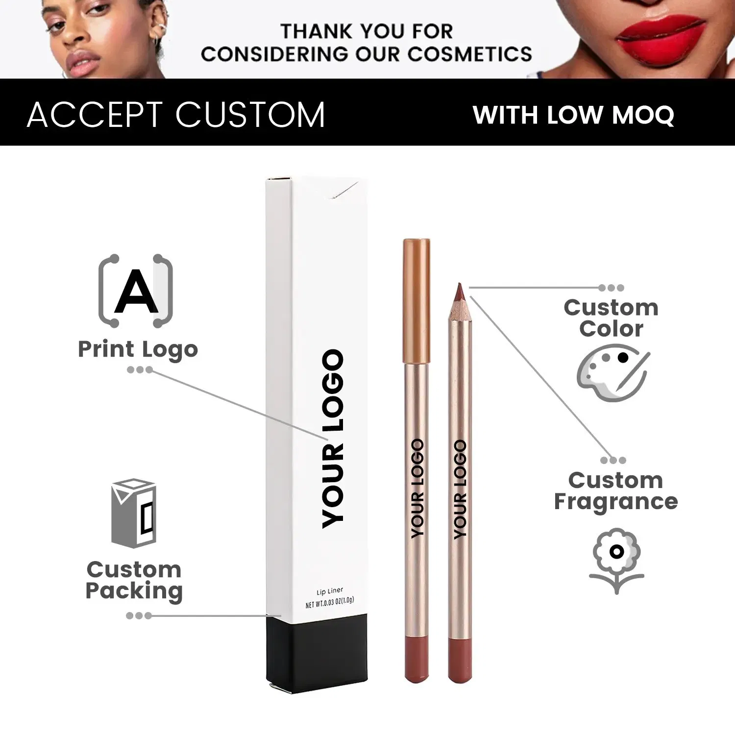 High Quality OEM Matte Lipliner Pencil Vegan Creamy Longwear Pigmented Lip Gloss in Private Logo Wholesale OEM