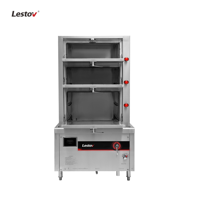 Lestov Three Doors Industrial Induction Seafood Cabinet Steaming Machine