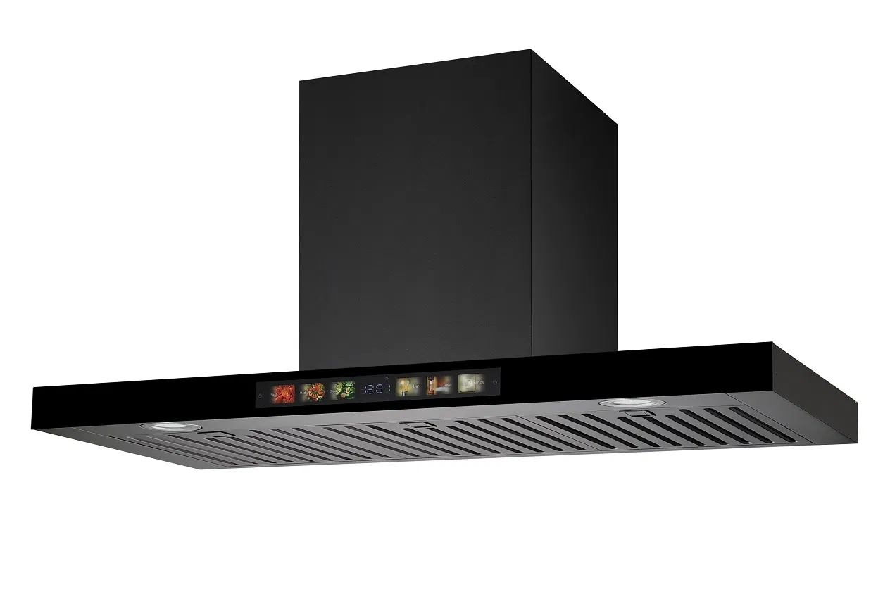 Sleek 90cm Arc-Shape Glass Range Hood for Modern Kitchens