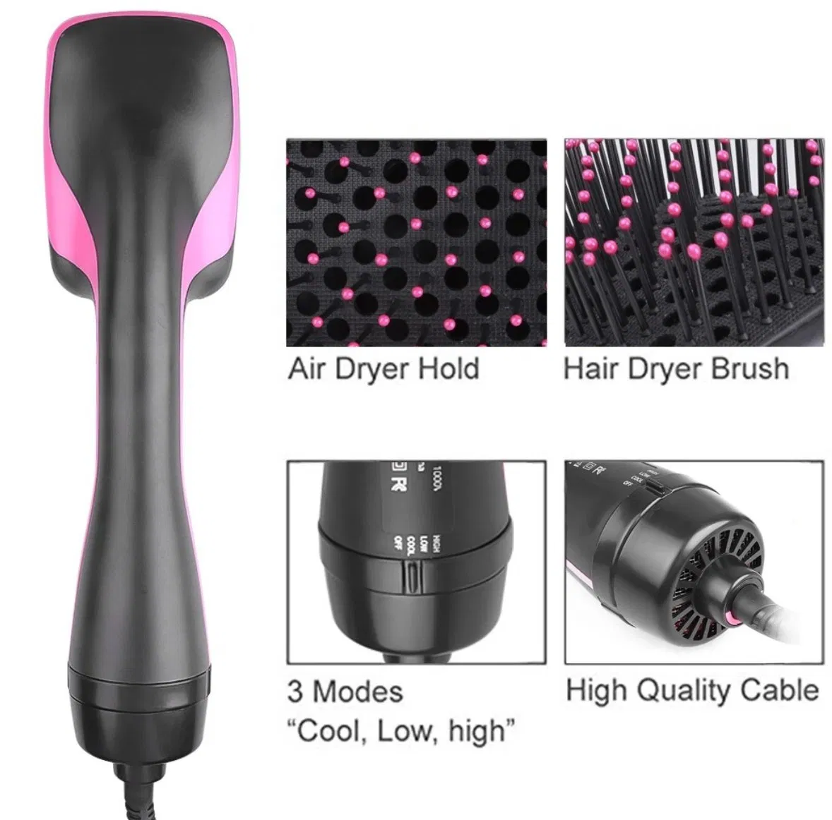 Professional 1000W Hair Dryer Brush Ionic Blower Comb Hot Air Brush Blow Dryer Hair Straightener