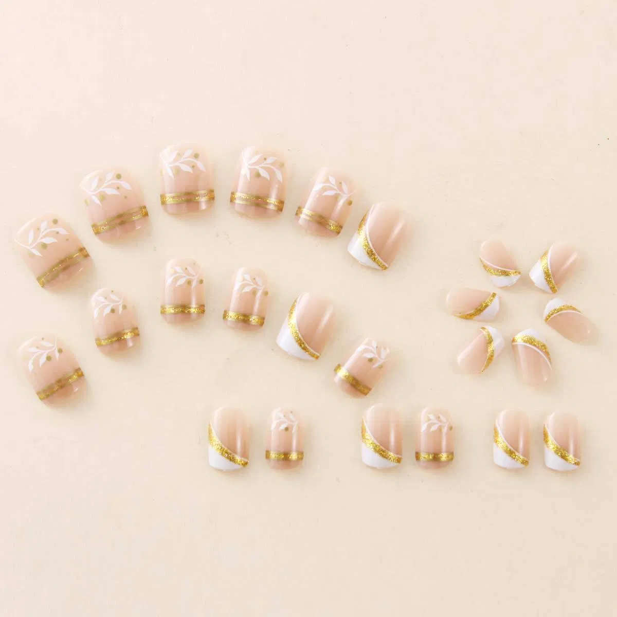 Cross-Border Foreign Trade Wearable Nails French Simple Short Square Nail Press on Nails Fake Nail Nail Art Wholesale