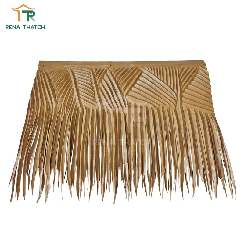 Fire Resistant Artificial Thatch Fiber Palm Waterproof HDPE Synthetic Palm for Roof