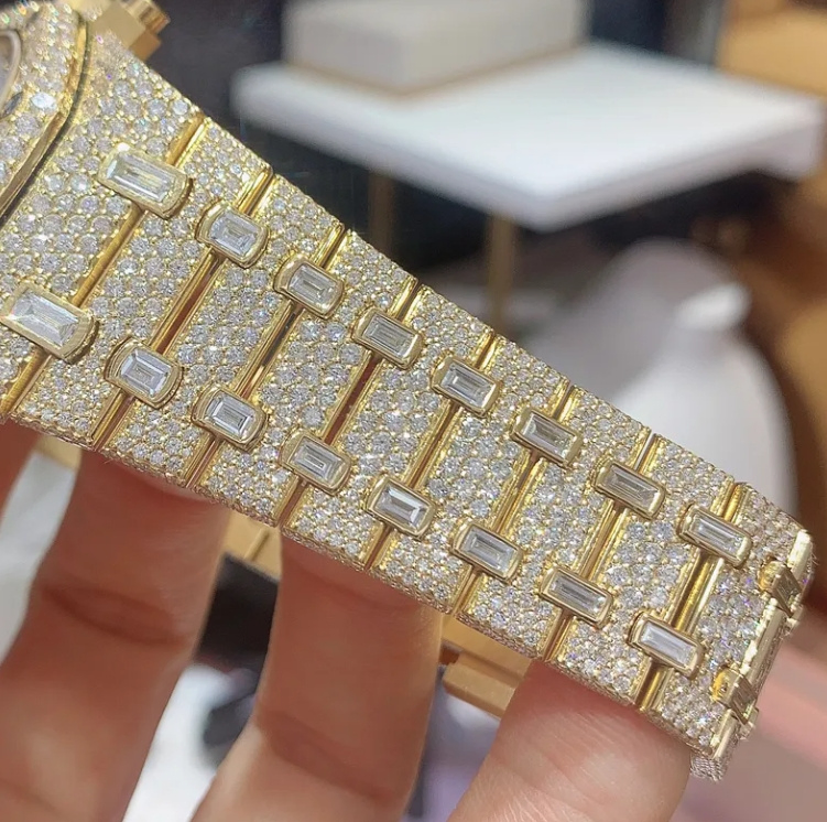 5A 1: 1 Moissanite Super Clone Diamond High-Quality Automatic Mechanical Watch - Frozen Vvs Replaceable Silicone Human Moissanite Watch