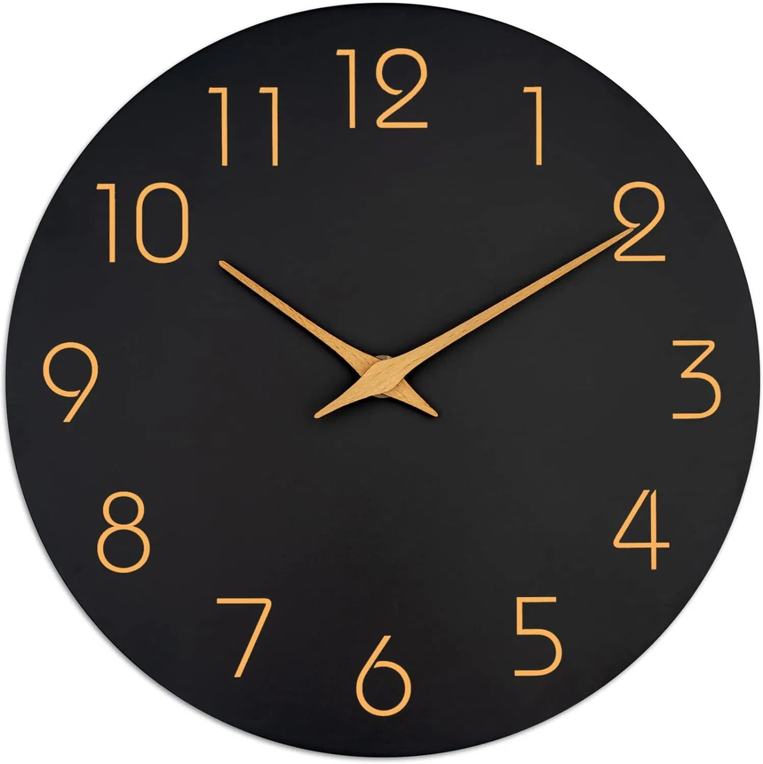 Sleek Gold Rim Wall Clock Matte Black Minimalist Decor Wall Clock