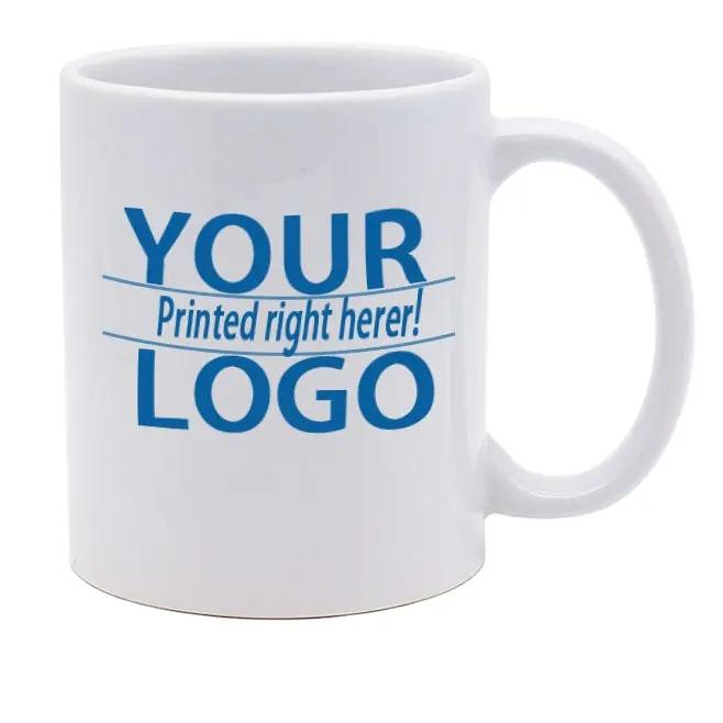 Customized Ceramic Coffee Mugs Custom 11oz White Heat Transfer Sublime Porcelain Ceramic Tea Coffee Mugs with Logo