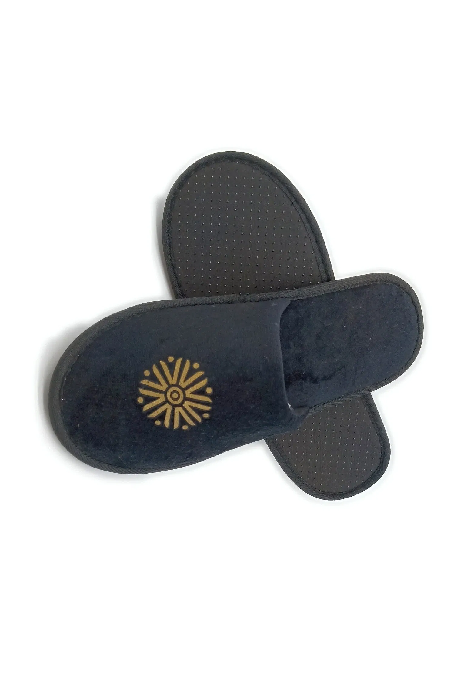 Luxurious Velvet Slippers with Plush Lining Yangzhouhotel Slipper Factory Custom Manufacturer Cut Velvet Washable EVA Sole Hotel Room SPA Disposable Slippers