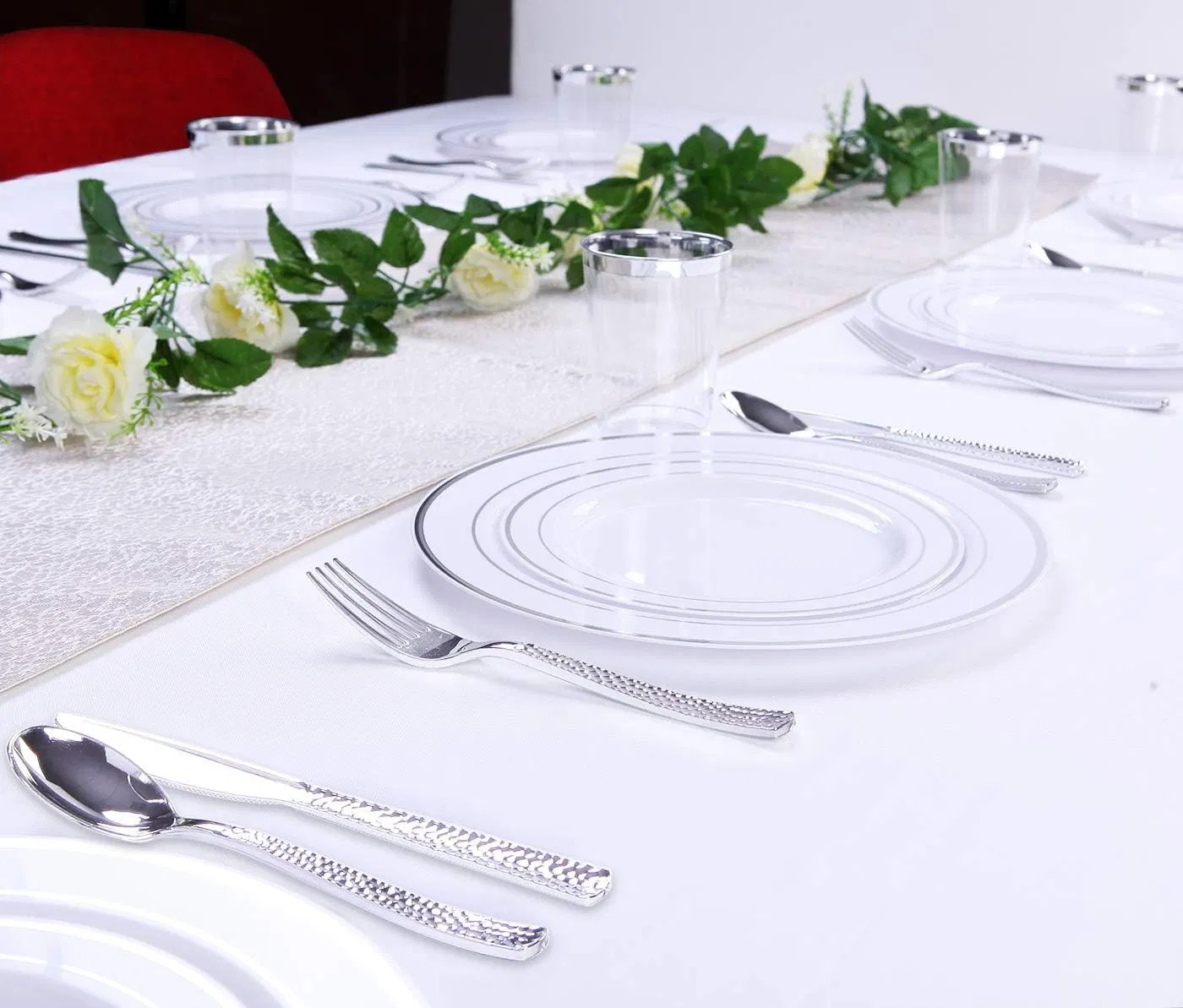 Premium Silver Disposable Cutlery Set: 120 Forks, Knives, Spoons
