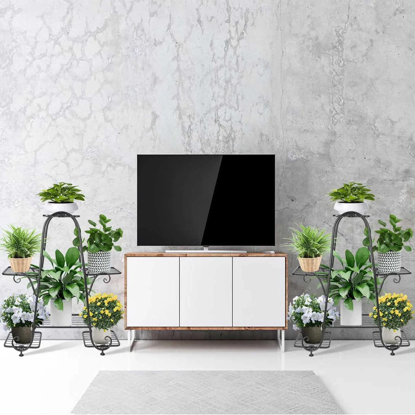 Metal Shelf Rack Tiered Holder Vertical Iron Potted Planter Flower Plant Stand