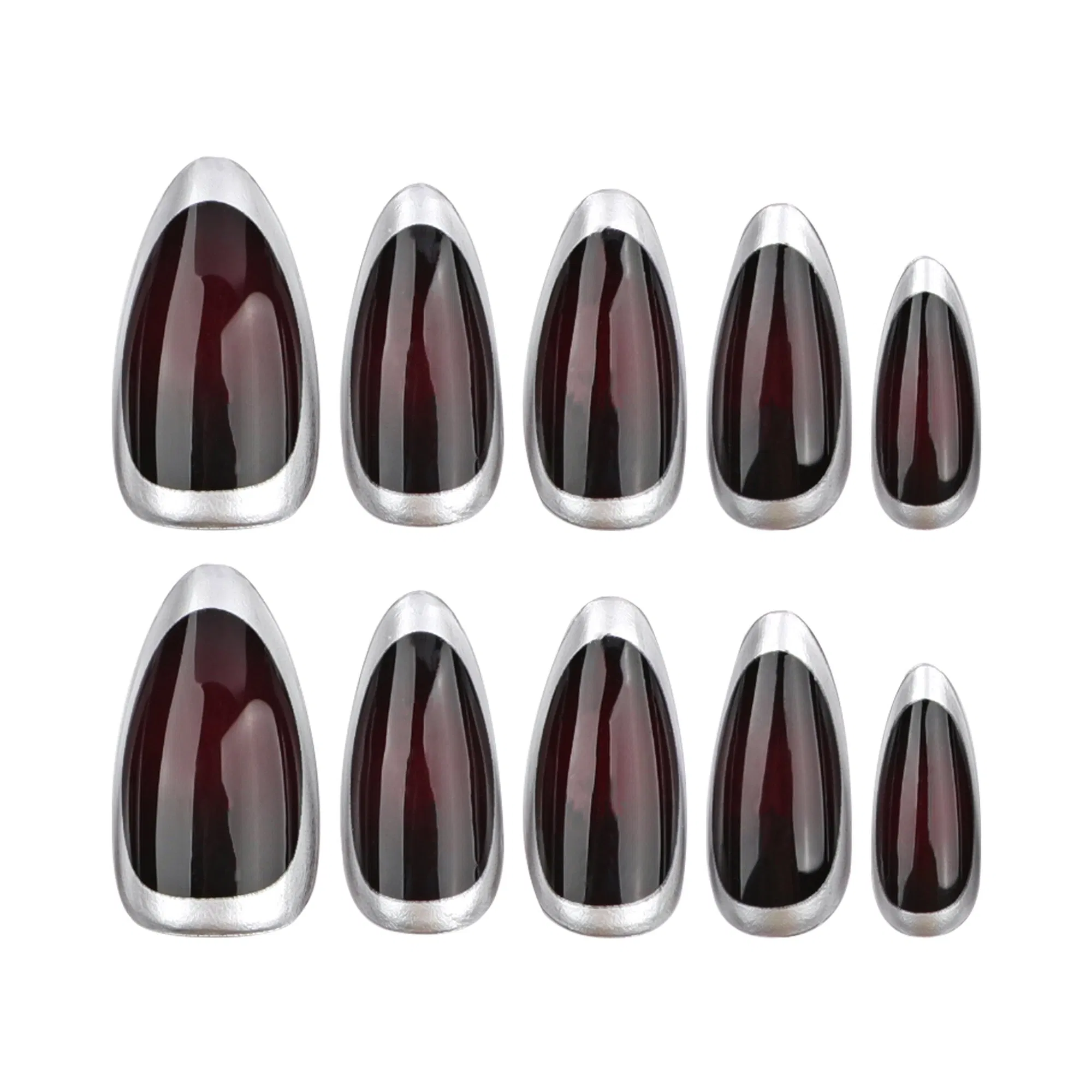 OEM Dark Design Press on False Nail Reusable French Almond Fake Nail