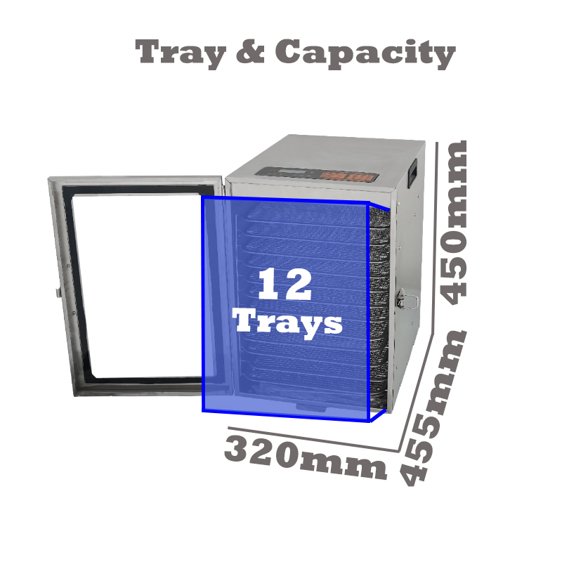 Heavybao 12 Tray Electric Stainless Steel Commercial Touchscreen Fruit Food Dehydrator Dryer