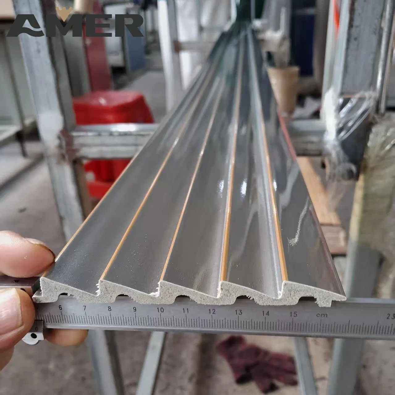 PS Wall Louver Panel Gold Line Waterproof Building Materials Plastic Wps Wall Panel Wood Paneling for Walls