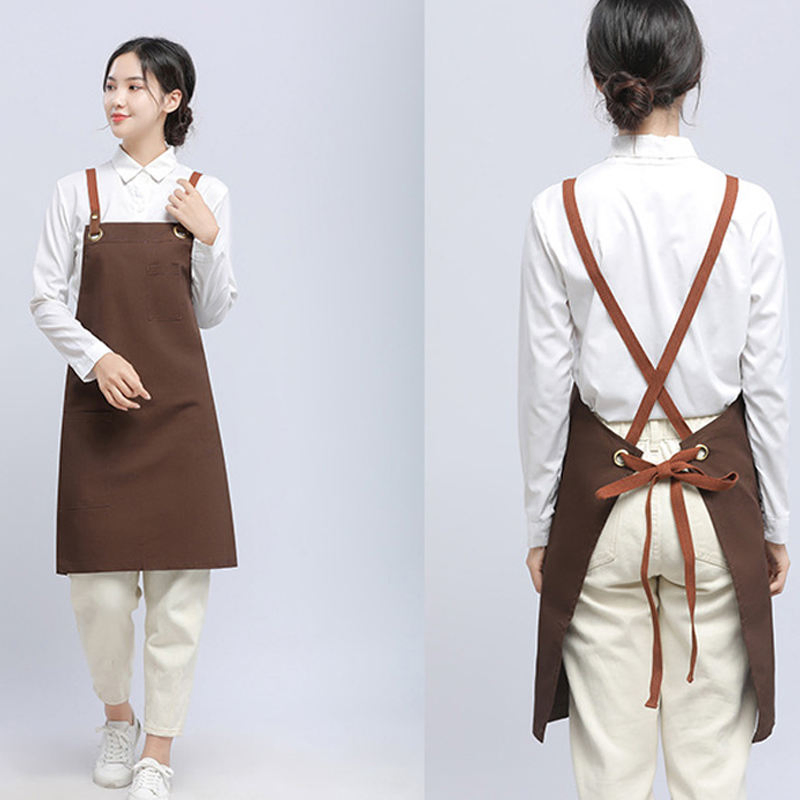 Kitchen Accessories Chef Apron Custom Logo Unisex High Quality Durable Waterproof Apron Bib Canvas Restaurant Apron