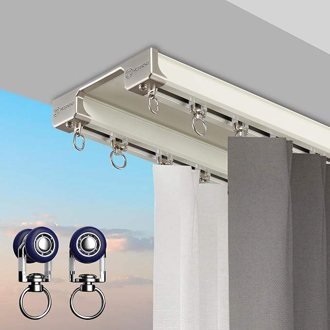 New Product Metal Gliders Modern Wave Track Rails Art Deco Curtain Rail Rod Set