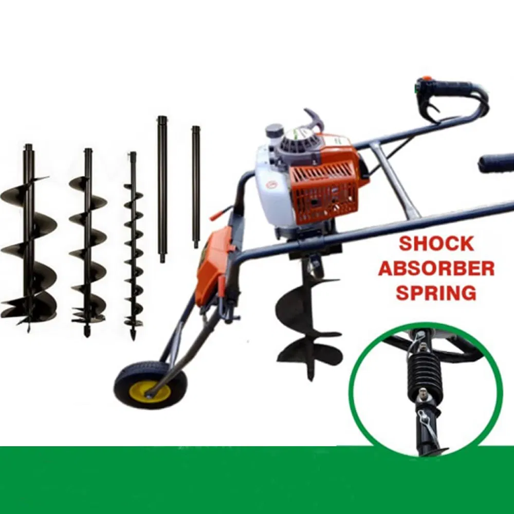 2 Stroke 68cc New Design with Quick Stop Clutch Drum Earth Auger with Wheel and Stand