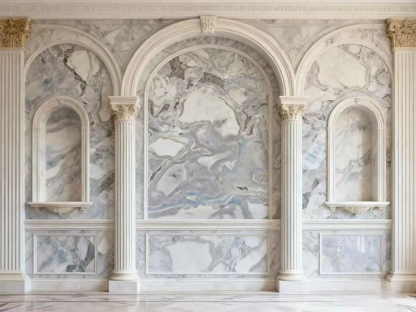 Fendi White Natural Marble Has Three Diverse Applications: Villa Interiors, Countertops, and Backsplashes.