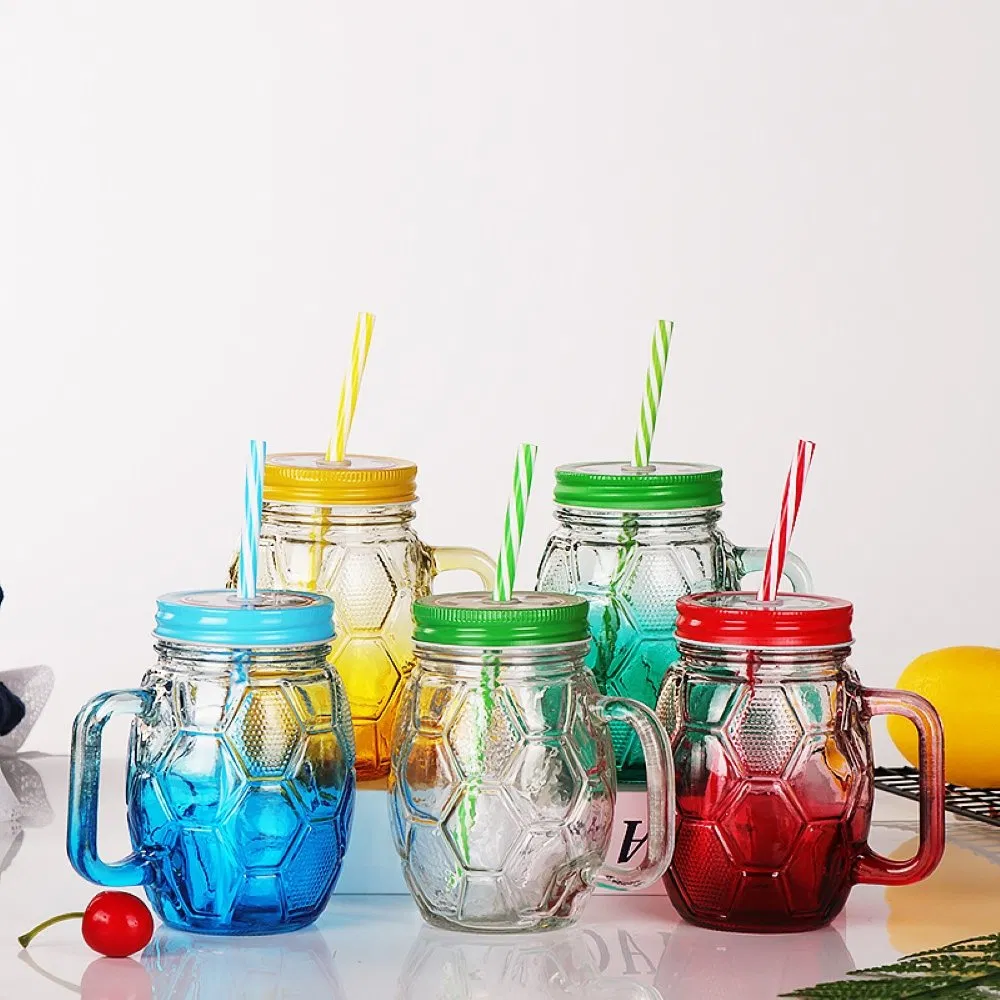 Бокалы-мейсон с ручками, крышками и трубочками
