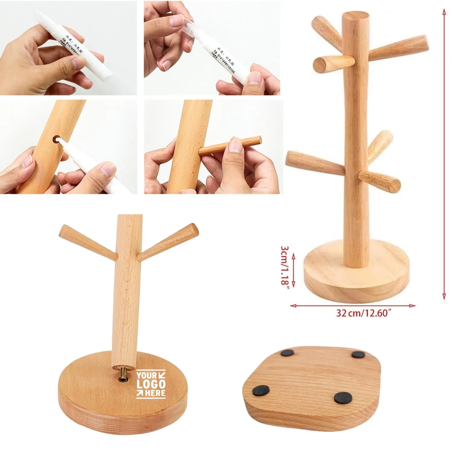 Mug Tree Stand Hold 6 Cups Kitchen Organizer